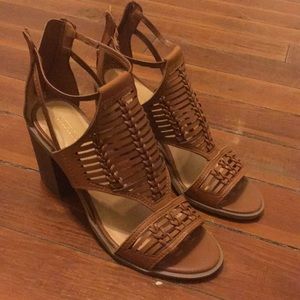 Brown heeled sandals